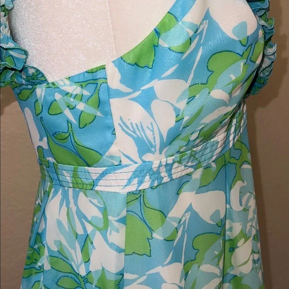 EUC Lilly Pulitzer Chiffon Maxi Ruffle Empire Waist Size 6 - Picture 9 of 16